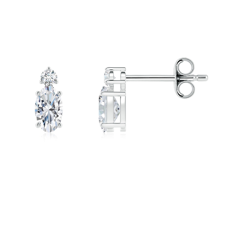 5x3mm GVS2 Basket-Set Oval Diamond Stud Earrings with Diamond Accent in White Gold 