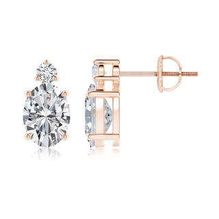 7.7x5.7mm HSI2 Basket-Set Oval Diamond Stud Earrings with Diamond Accent in 10K Rose Gold