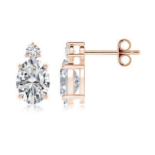 7.7x5.7mm HSI2 Basket-Set Oval Diamond Stud Earrings with Diamond Accent in 10K Rose Gold