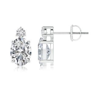 7.7x5.7mm HSI2 Basket-Set Oval Diamond Stud Earrings with Diamond Accent in 10K White Gold