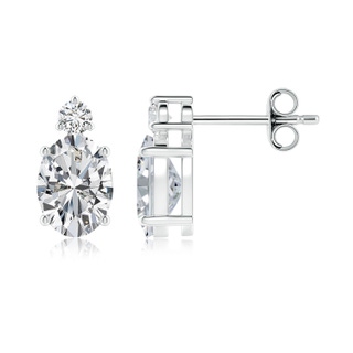 7.7x5.7mm HSI2 Basket-Set Oval Diamond Stud Earrings with Diamond Accent in 10K White Gold