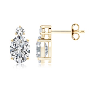 7.7x5.7mm HSI2 Basket-Set Oval Diamond Stud Earrings with Diamond Accent in 9K Yellow Gold