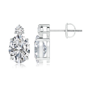 8.5x6.5mm HSI2 Basket-Set Oval Diamond Stud Earrings with Diamond Accent in P950 Platinum
