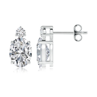 8.5x6.5mm HSI2 Basket-Set Oval Diamond Stud Earrings with Diamond Accent in P950 Platinum