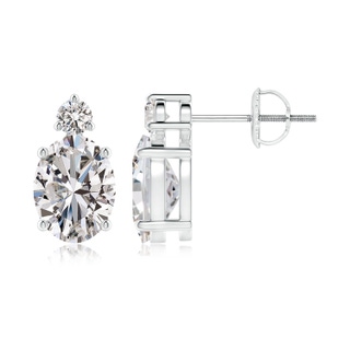8.5x6.5mm IJI1I2 Basket-Set Oval Diamond Stud Earrings with Diamond Accent in P950 Platinum