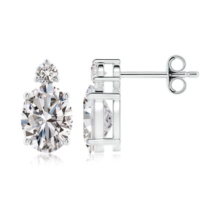 8.5x6.5mm IJI1I2 Basket-Set Oval Diamond Stud Earrings with Diamond Accent in P950 Platinum