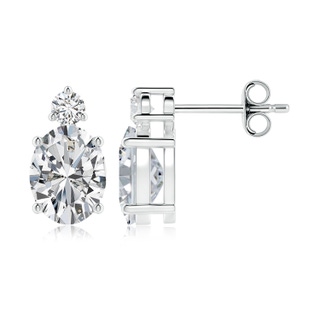 9x7mm HSI2 Basket-Set Oval Diamond Stud Earrings with Diamond Accent in 10K White Gold