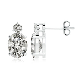 9x7mm KI3 Basket-Set Oval Diamond Stud Earrings with Diamond Accent in P950 Platinum