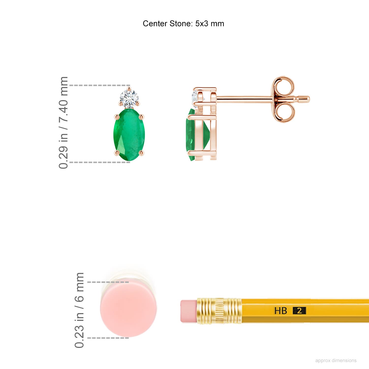 A - Emerald / 0.45 CT / 14 KT Rose Gold