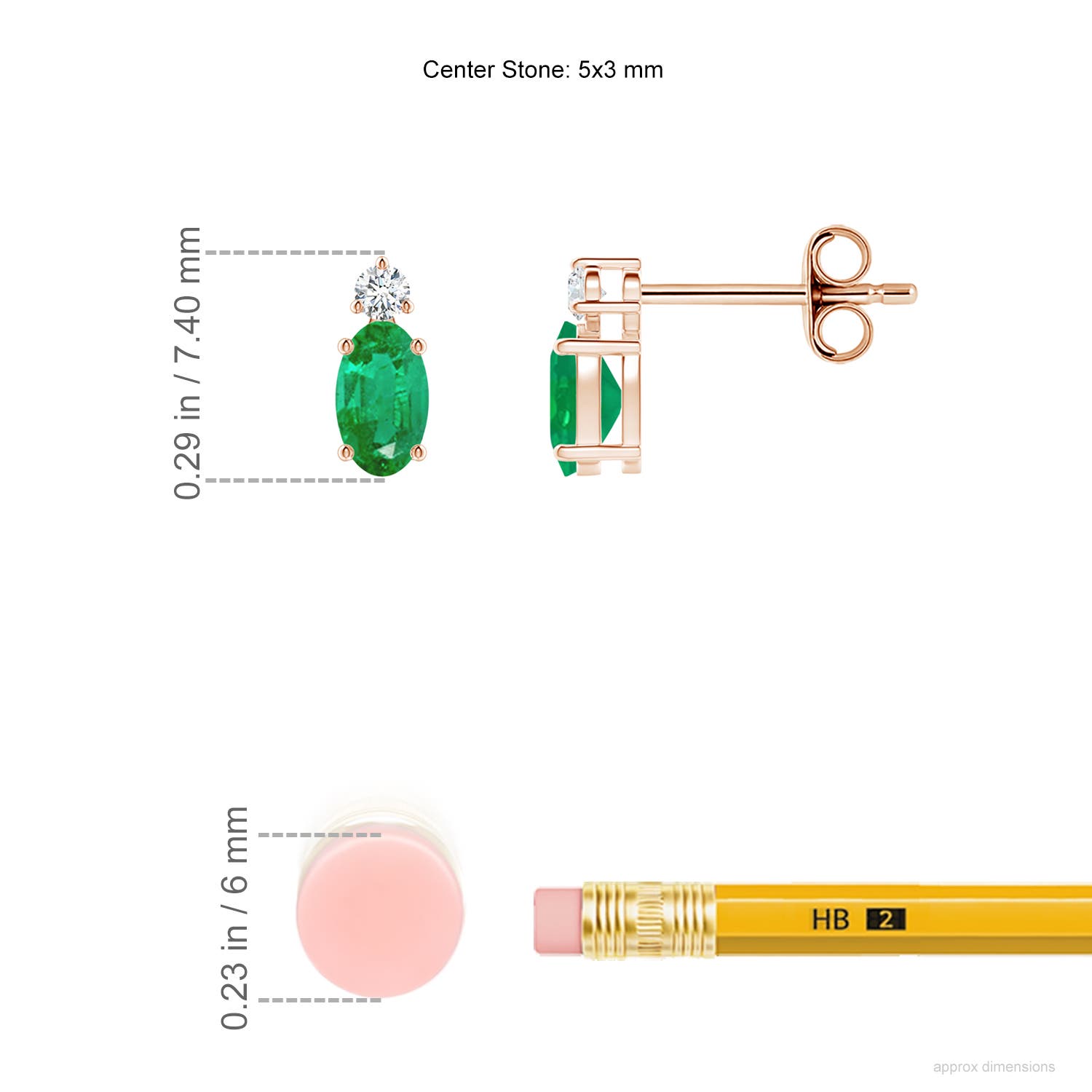 AA - Emerald / 0.45 CT / 14 KT Rose Gold