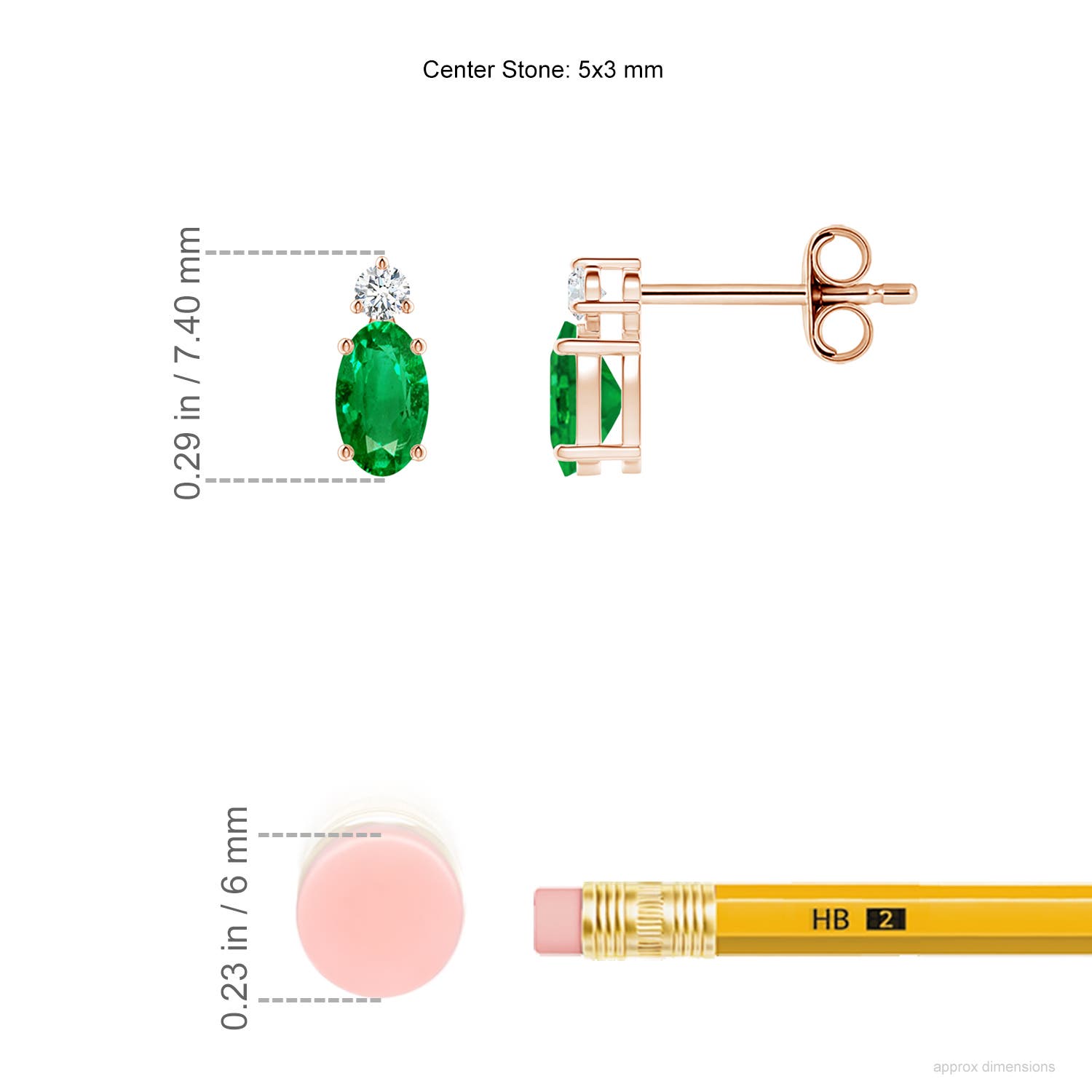 AAA - Emerald / 0.45 CT / 14 KT Rose Gold