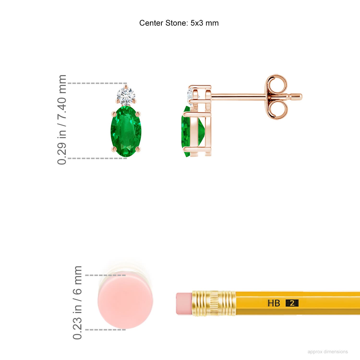 AAAA - Emerald / 0.45 CT / 14 KT Rose Gold