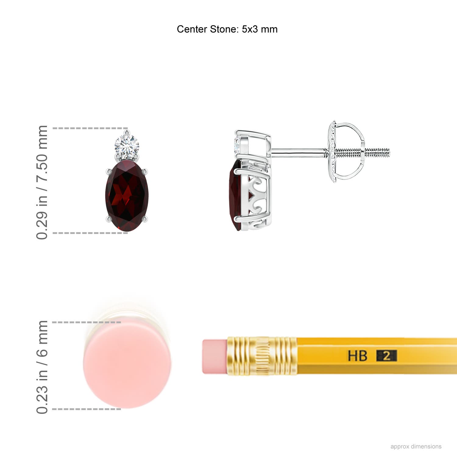 A - Garnet / 0.55 CT / 14 KT White Gold