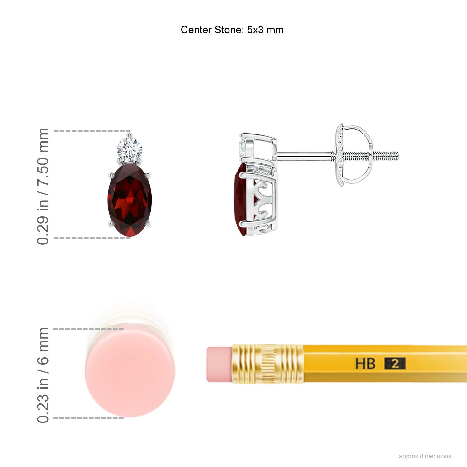 AAA - Garnet / 0.55 CT / 14 KT White Gold