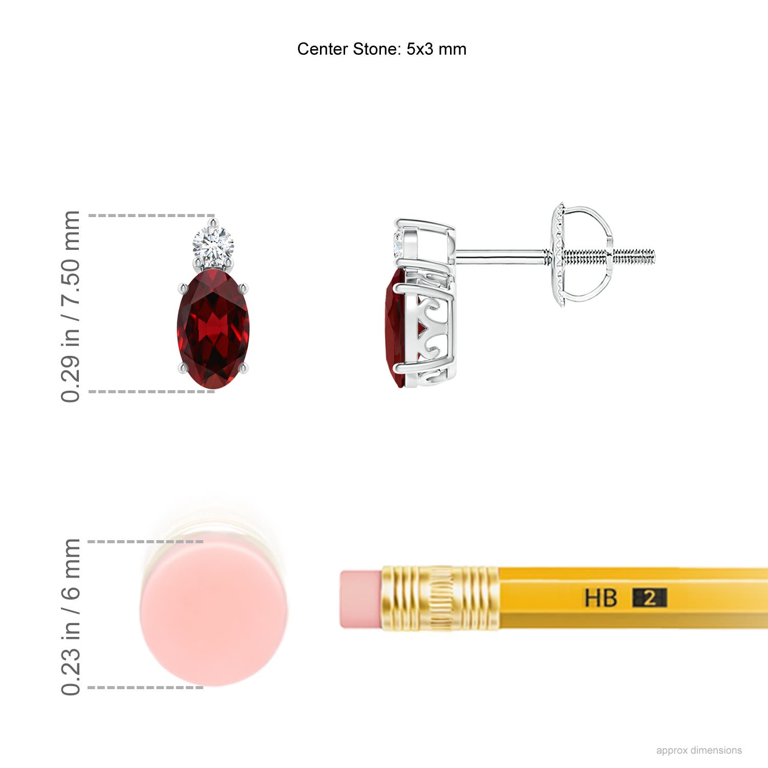 AAAA - Garnet / 0.55 CT / 14 KT White Gold