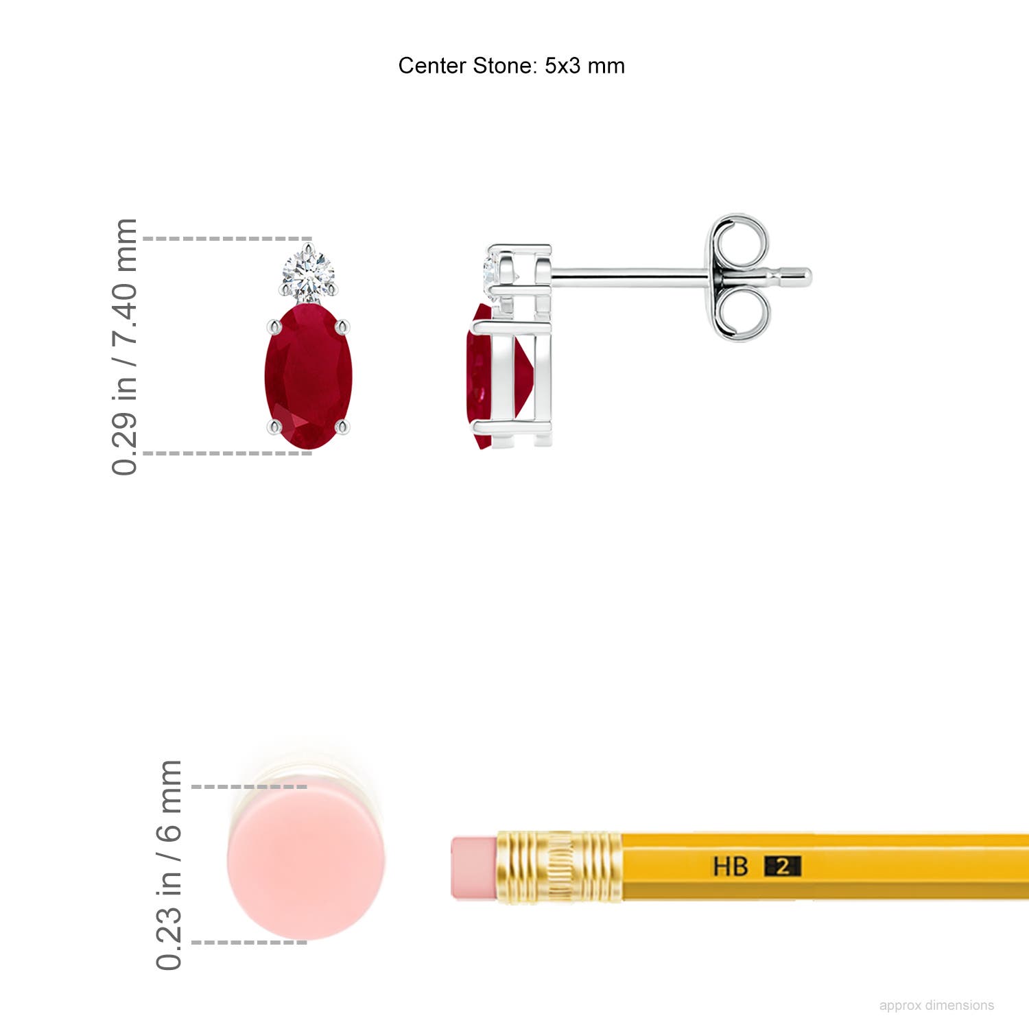 AA - Ruby / 0.55 CT / 14 KT White Gold