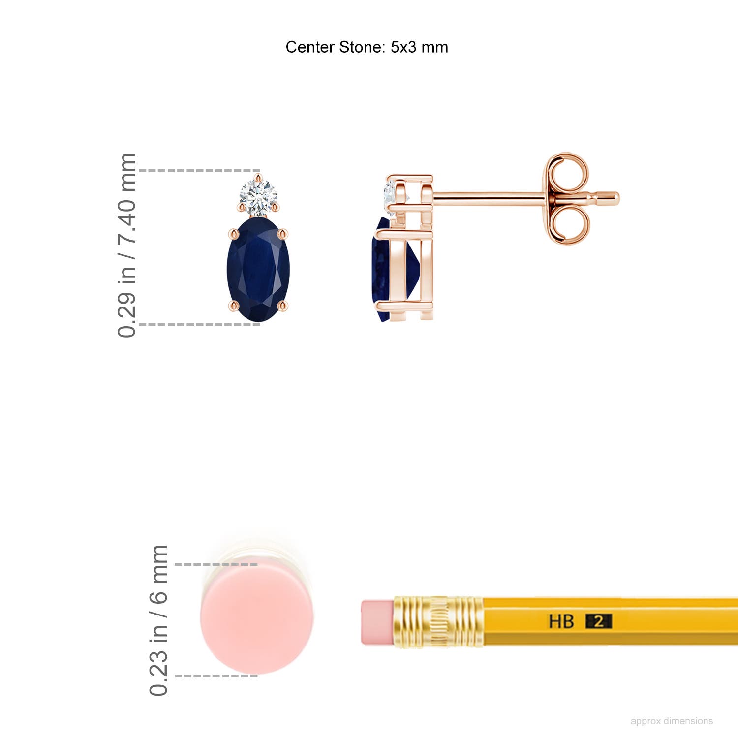 A - Blue Sapphire / 0.65 CT / 14 KT Rose Gold