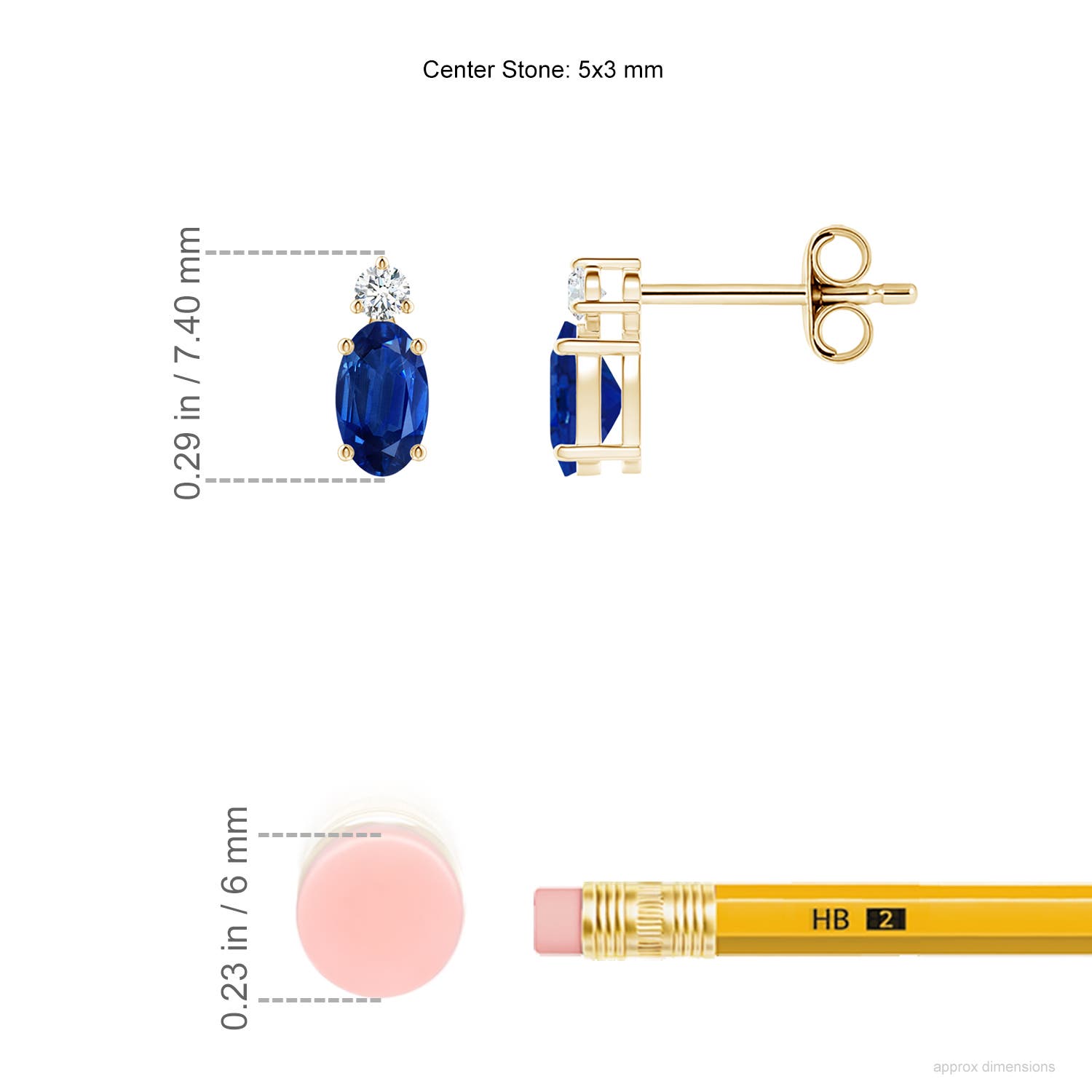 AAA - Blue Sapphire / 0.65 CT / 14 KT Yellow Gold