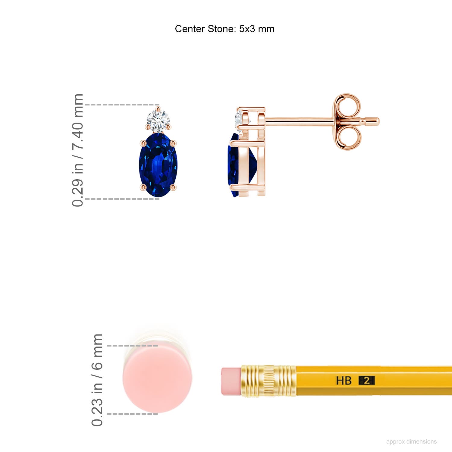 AAAA - Blue Sapphire / 0.65 CT / 14 KT Rose Gold