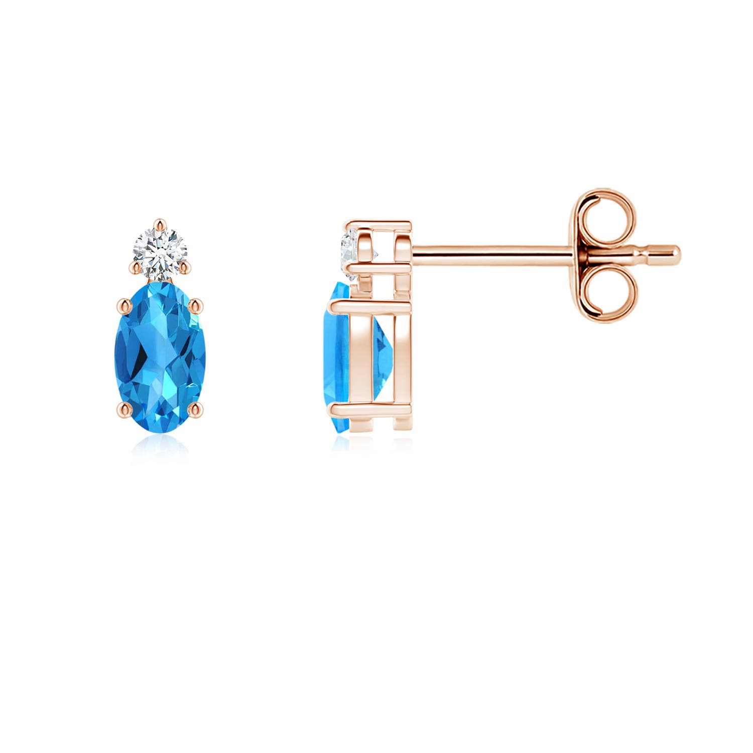 AAAA - Swiss Blue Topaz / 0.59 CT / 14 KT Rose Gold