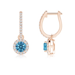 Fashion Rose Gold Blue Diamond Earrings