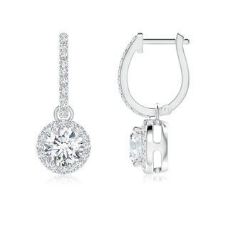 5.2mm GVS2 Round Diamond Dangle Earrings with Halo in P950 Platinum