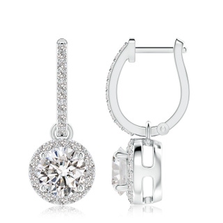 7.4mm IJI1I2 Round Diamond Dangle Earrings with Halo in P950 Platinum