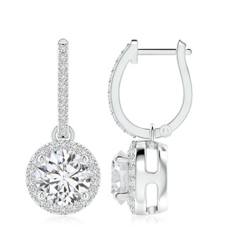 8.1mm HSI2 Round Diamond Dangle Earrings with Halo in P950 Platinum