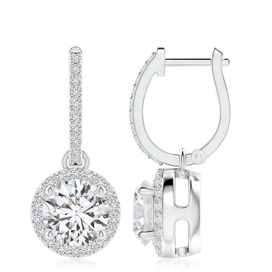 8.1mm HSI2 Round Diamond Dangle Earrings with Halo in S999 Silver 