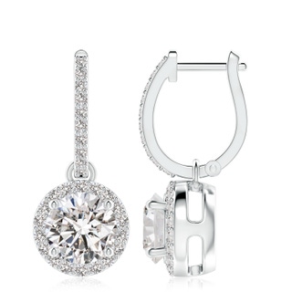 8.1mm IJI1I2 Round Diamond Dangle Earrings with Halo in P950 Platinum