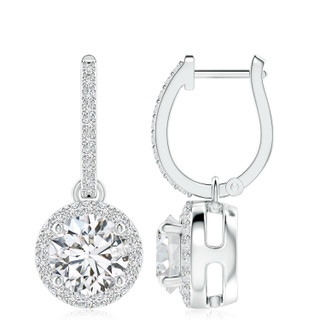 8.9mm HSI2 Round Diamond Dangle Earrings with Halo in P950 Platinum