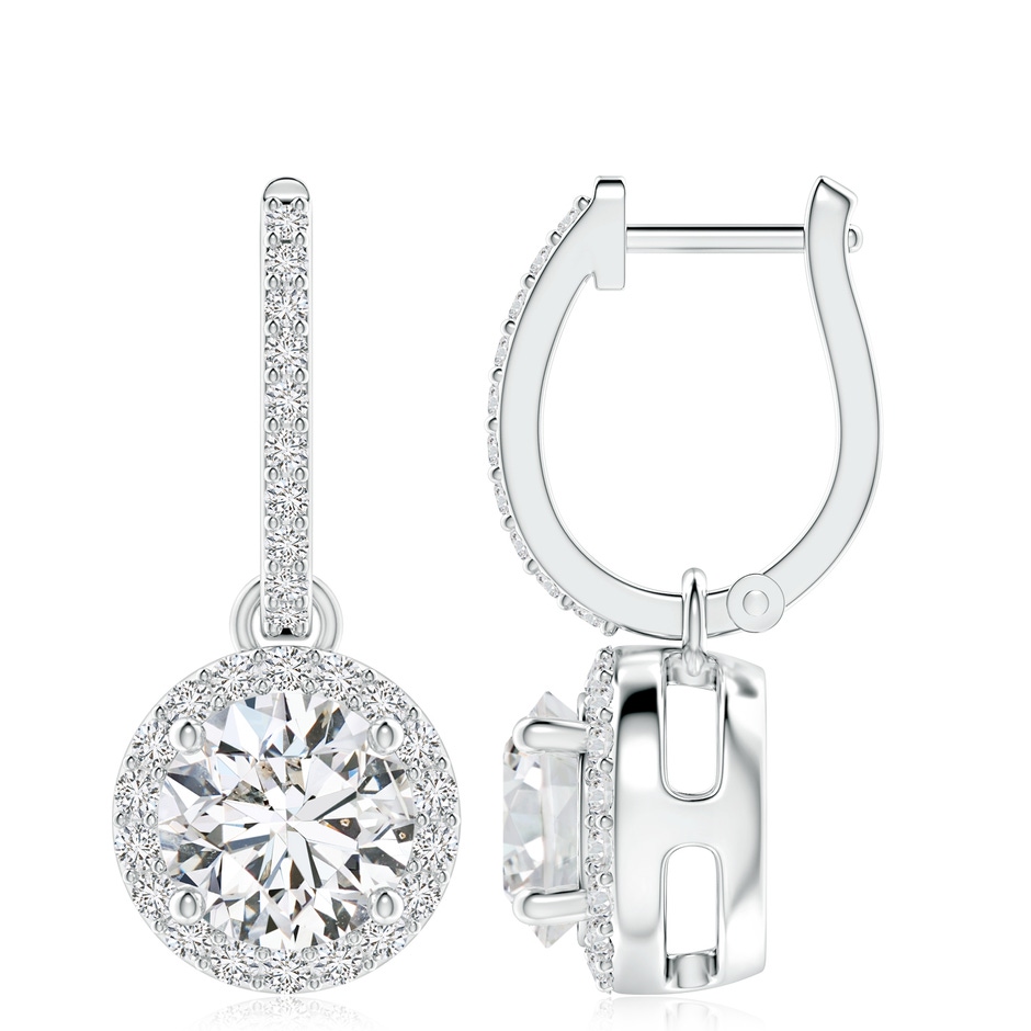 8.9mm HSI2 Round Diamond Dangle Earrings with Halo in S999 Silver 