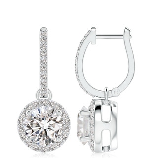 8.9mm IJI1I2 Round Diamond Dangle Earrings with Halo in P950 Platinum