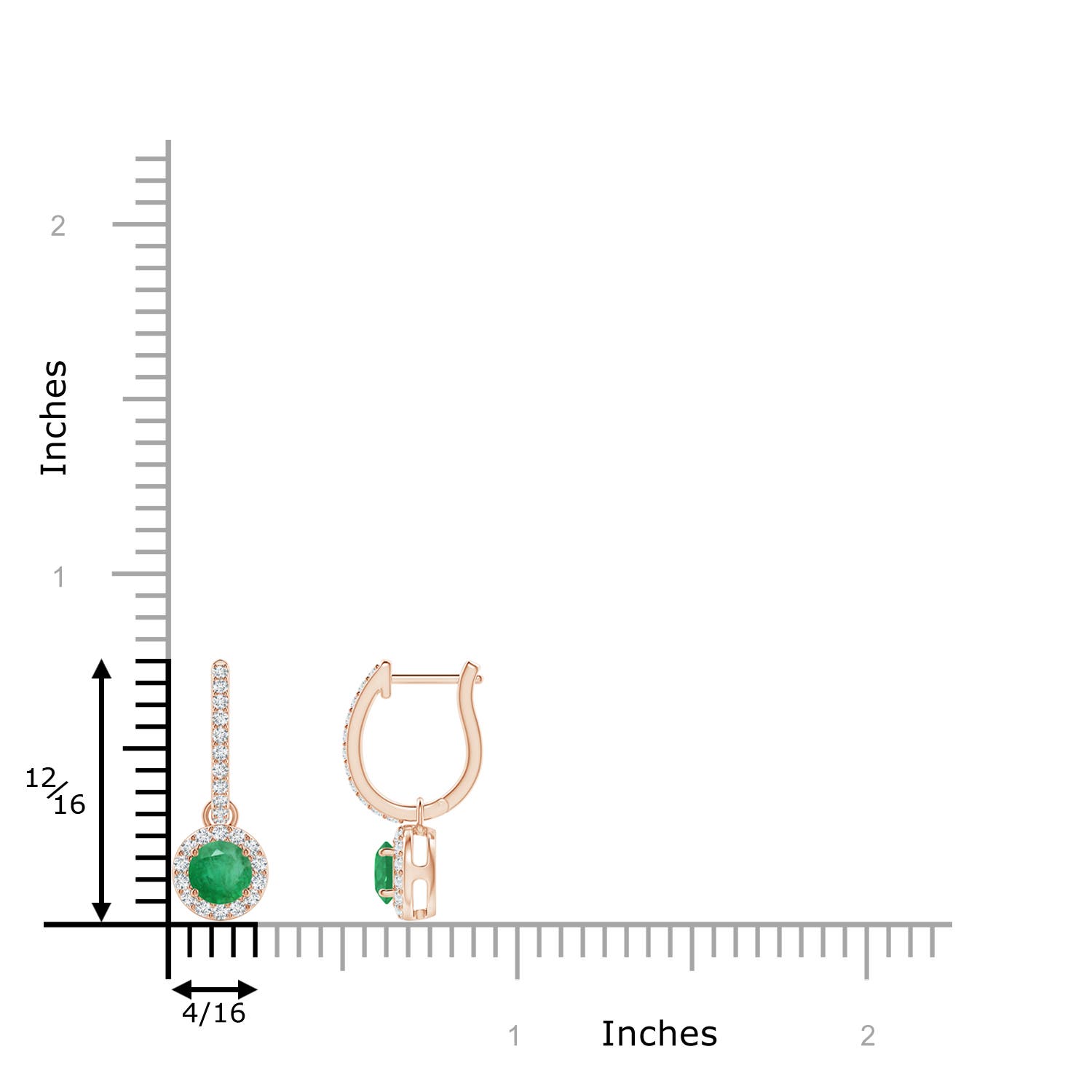 A - Emerald / 0.73 CT / 14 KT Rose Gold