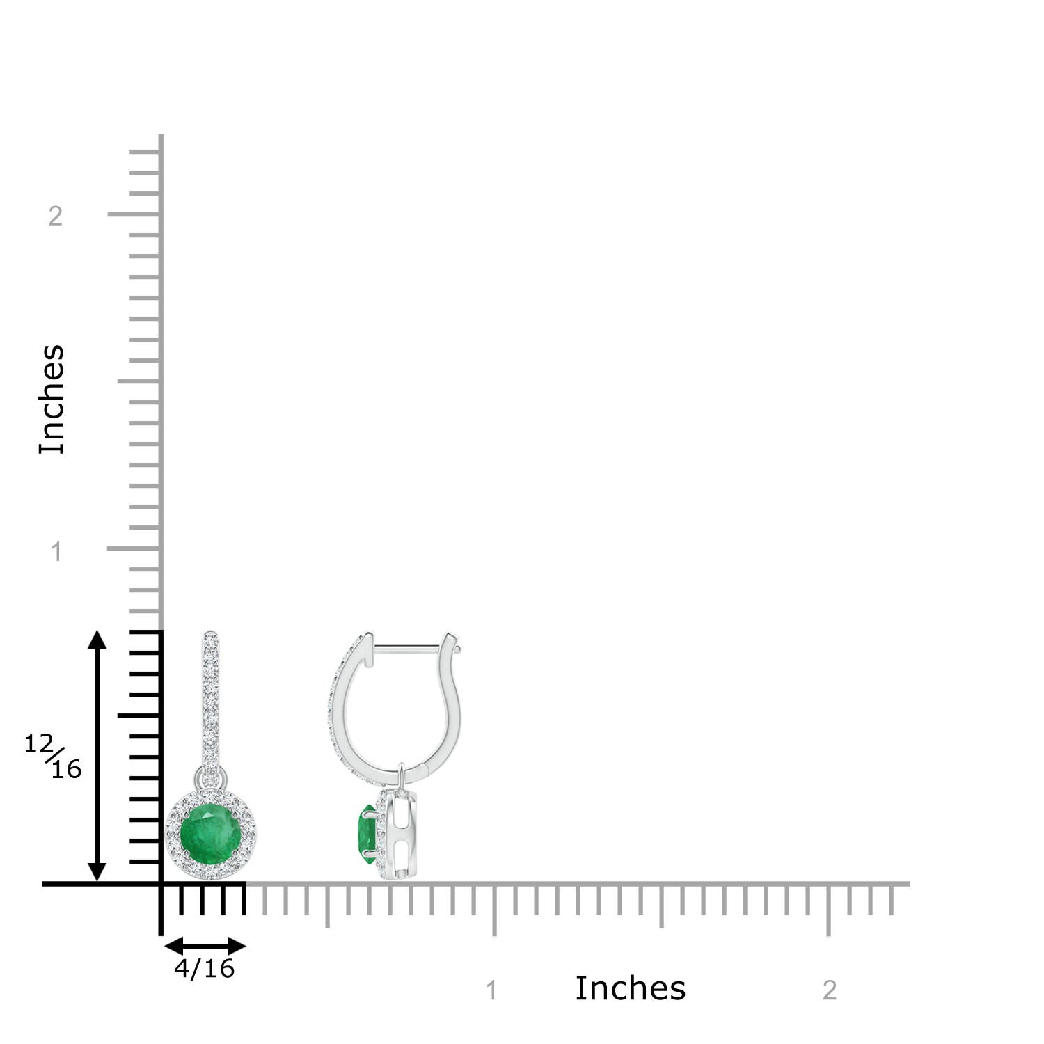 A - Emerald / 0.73 CT / 14 KT White Gold