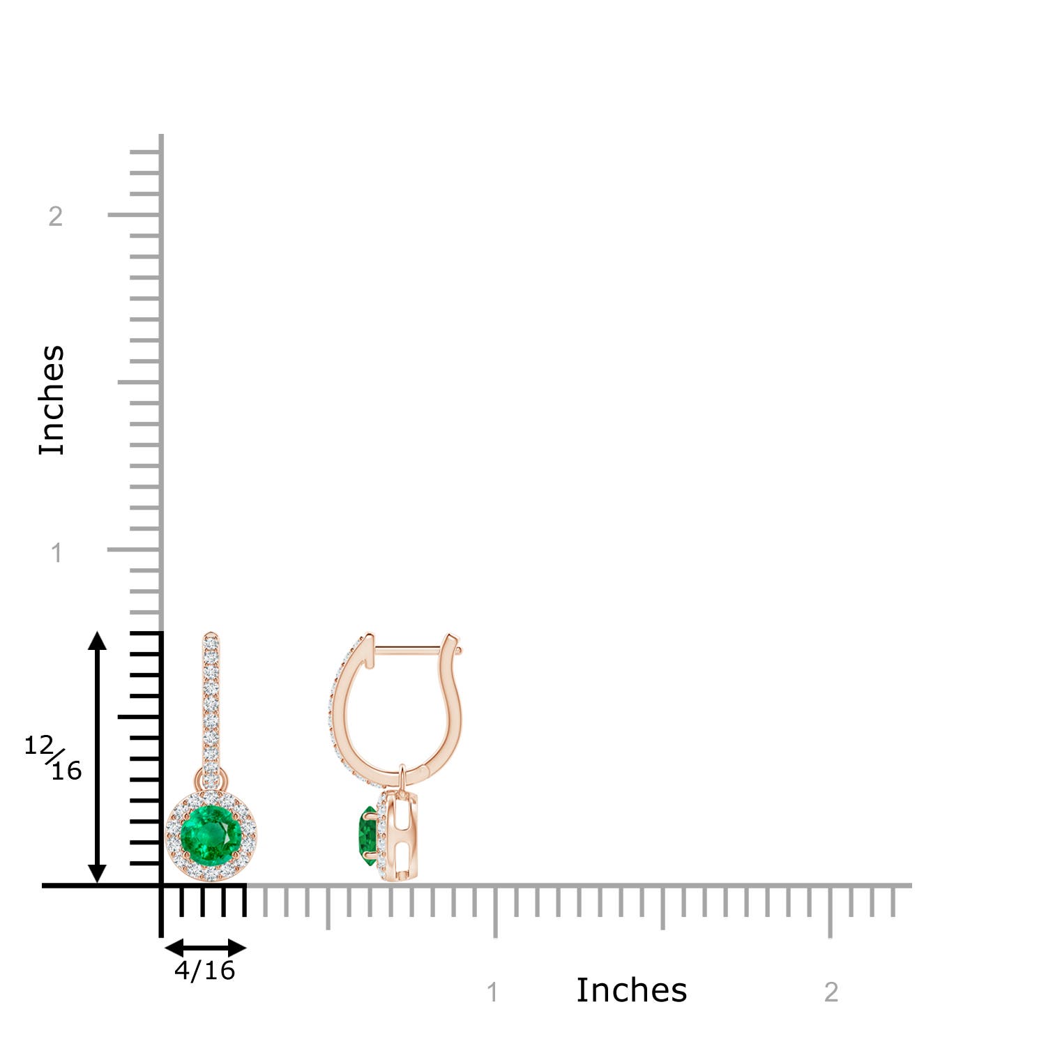 AAA - Emerald / 0.73 CT / 14 KT Rose Gold