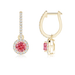 Fashion Yellow Gold Pink Diamond Earrings
