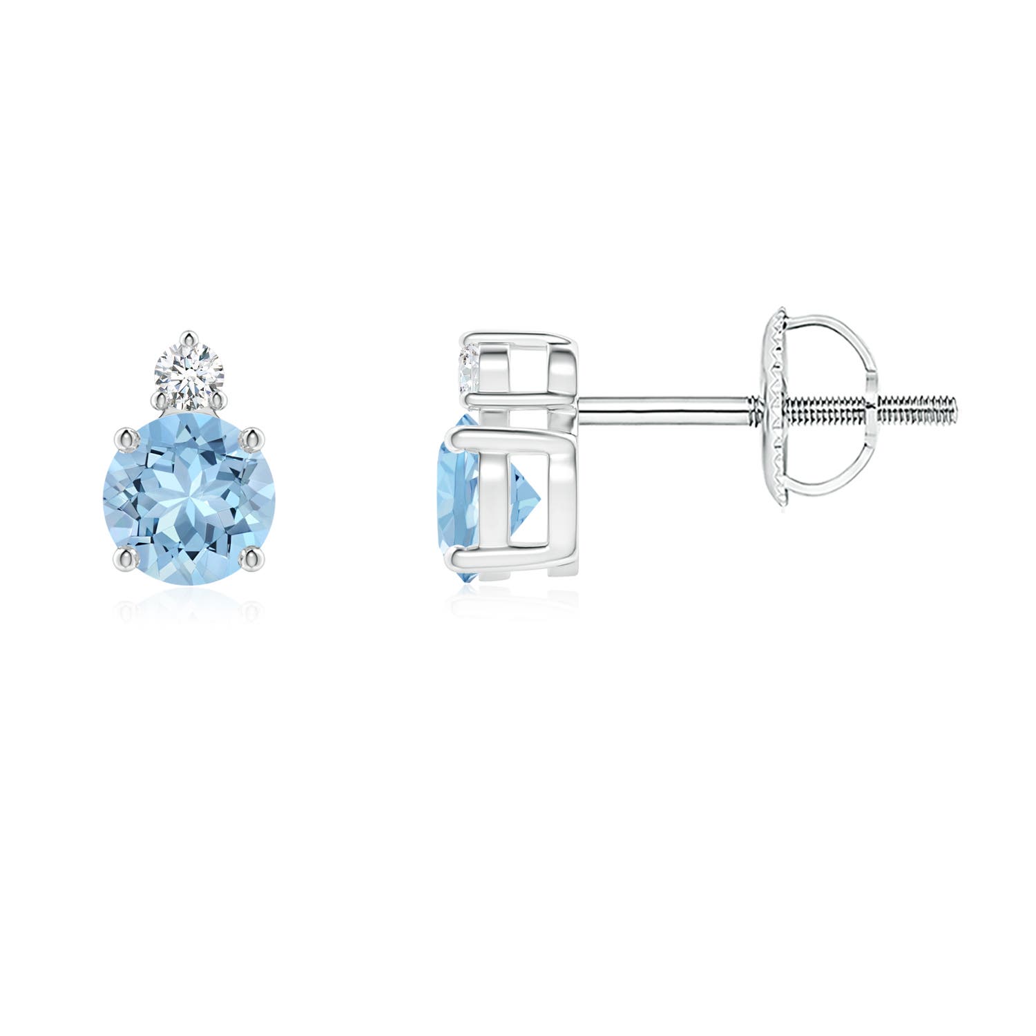 Basket-Set Round Aquamarine Studs