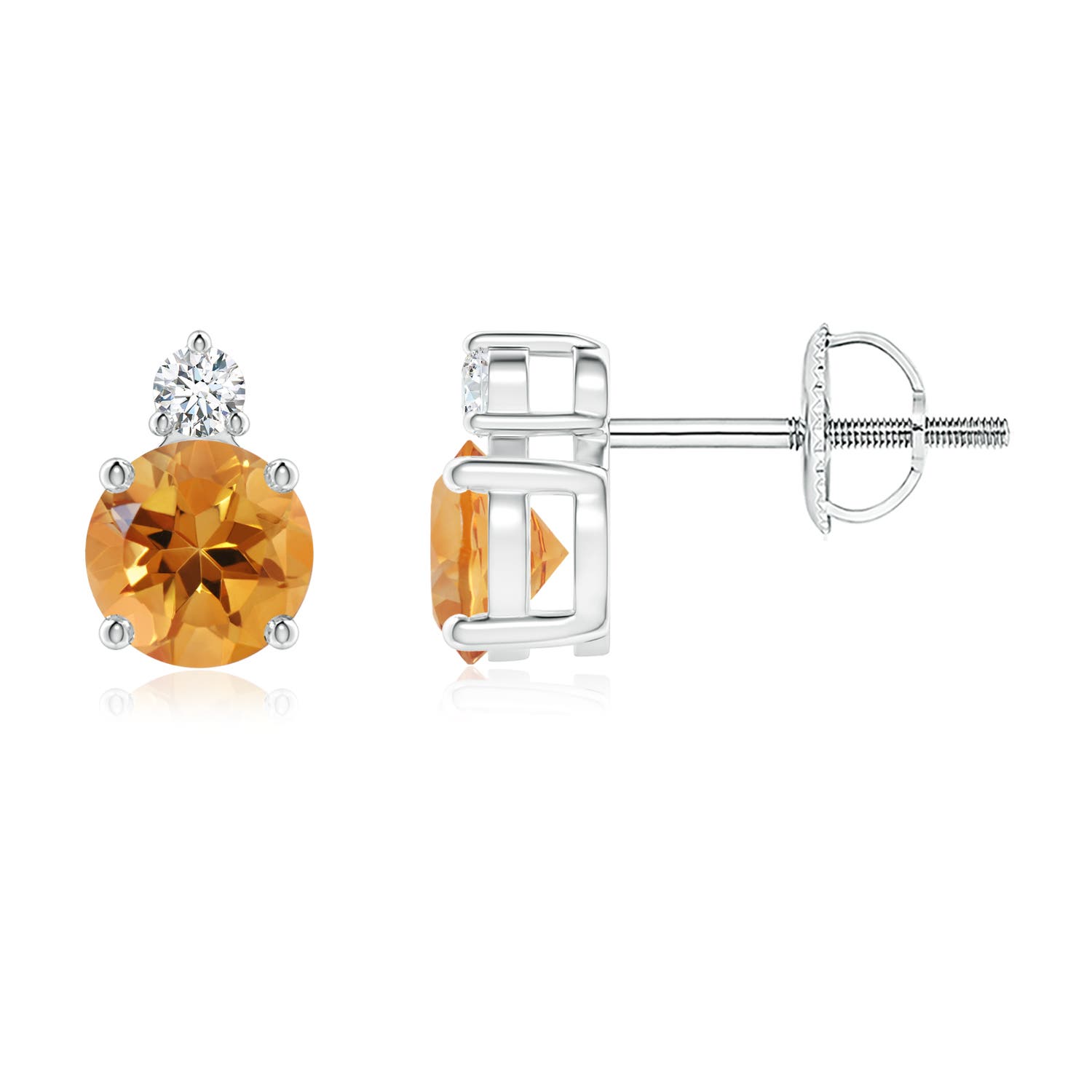 AA - Citrine / 0.97 CT / 14 KT White Gold