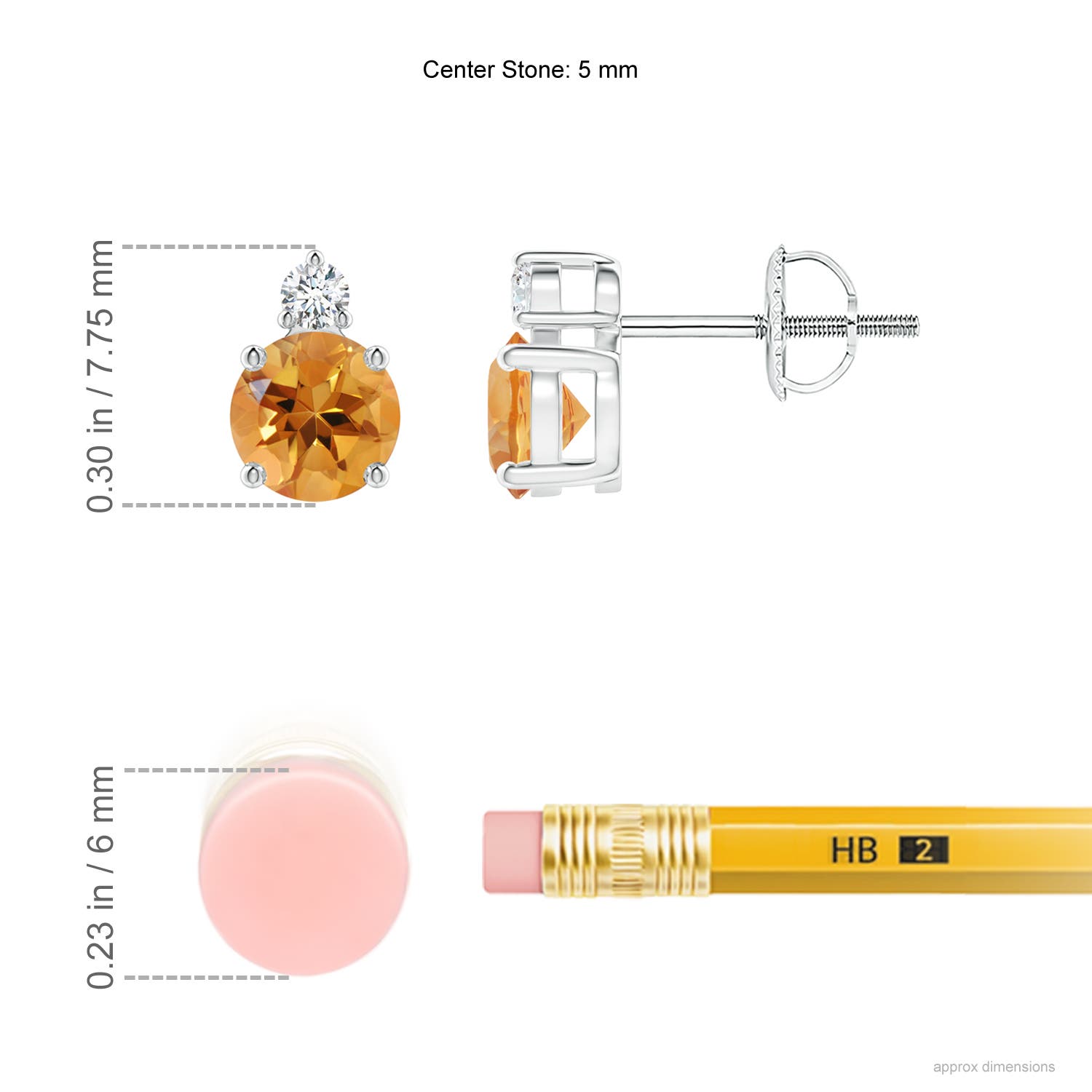 AA - Citrine / 0.97 CT / 14 KT White Gold