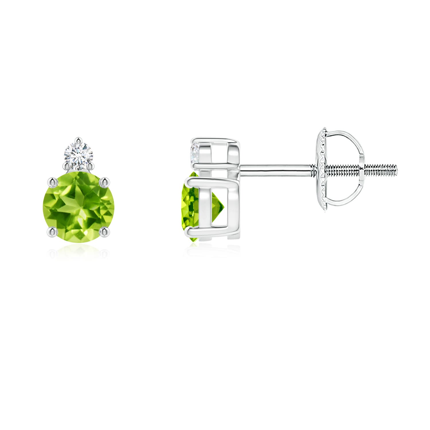 AAA - Peridot / 0.65 CT / 14 KT White Gold