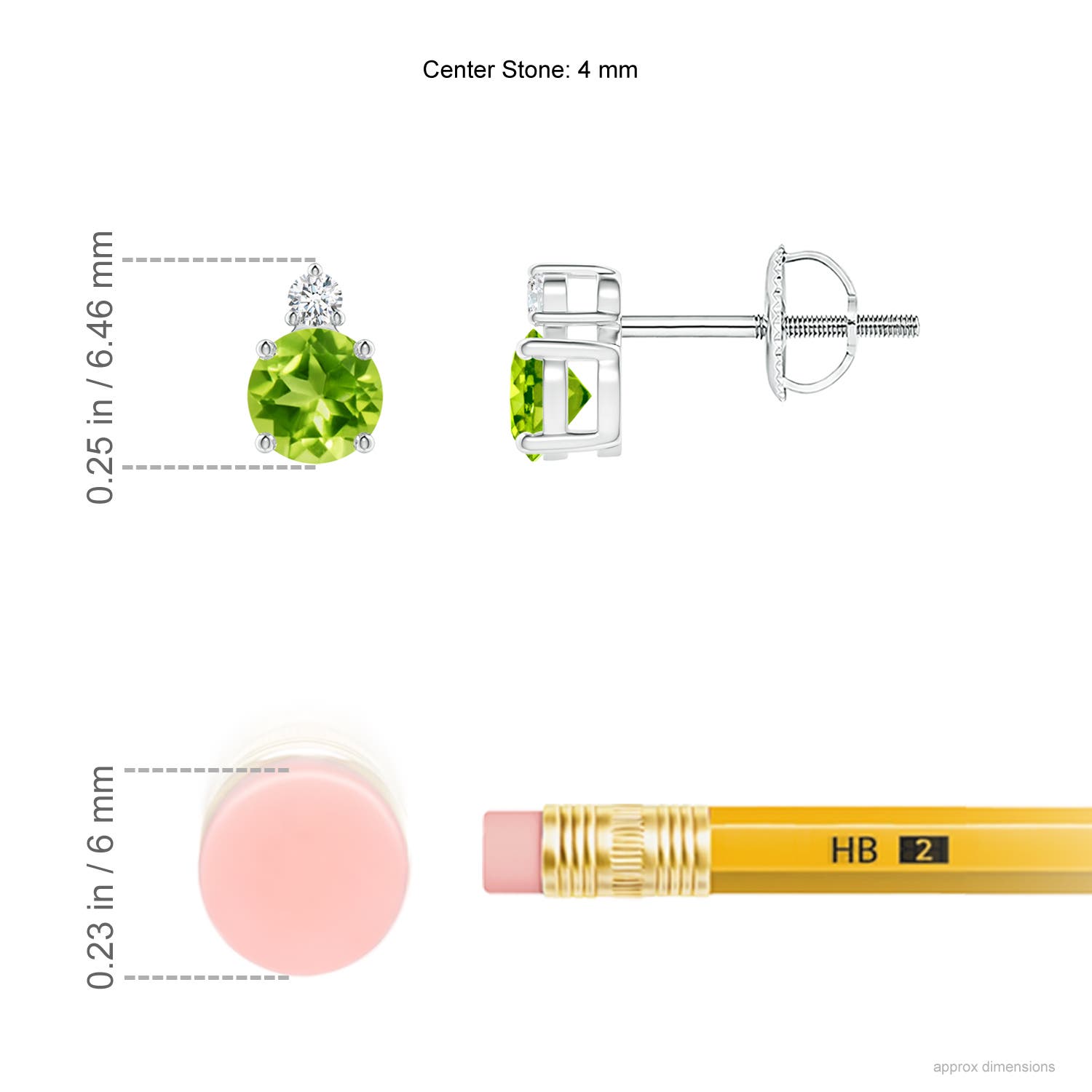 AAA - Peridot / 0.65 CT / 14 KT White Gold