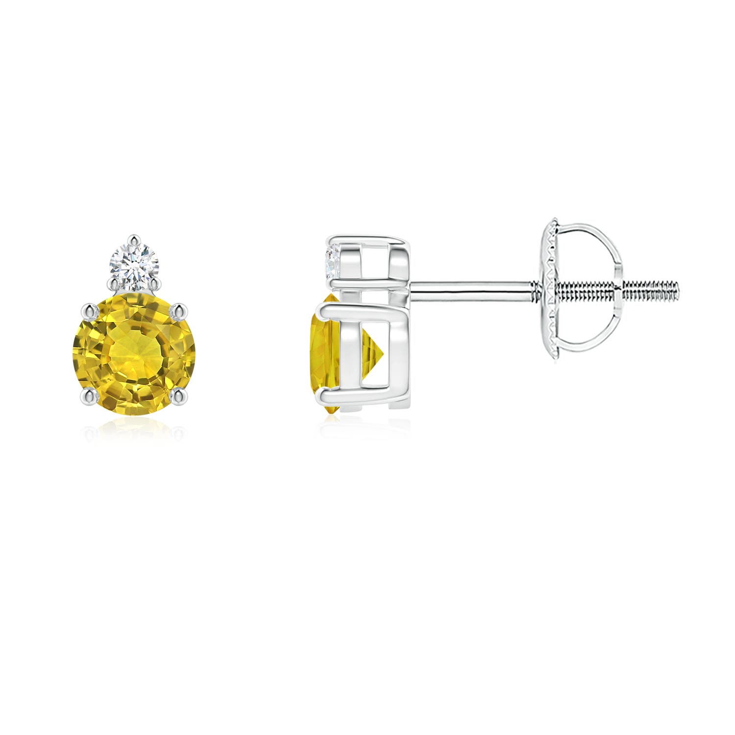 AAAA - Yellow Sapphire / 0.59 CT / 14 KT White Gold