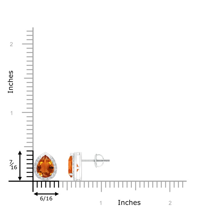 7x5mm AAAA Pear-Shaped Citrine Stud Earrings with Diamond Halo in P950 Platinum product image