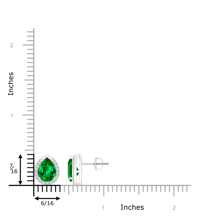 8x6mm Lab-Grown Pear-Shaped Emerald Stud Earrings with Diamond Halo in White Gold product image