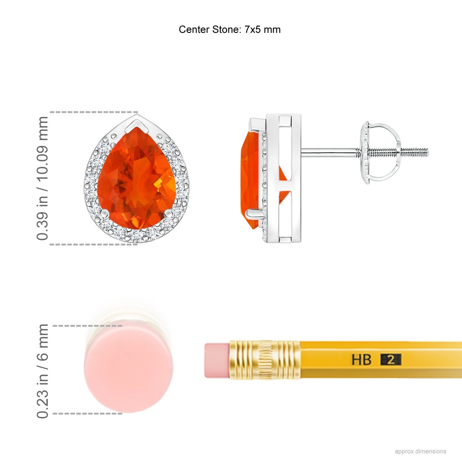 7x5mm AAA Pear-Shaped Fire Opal Stud Earrings with Diamond Halo in White Gold product image