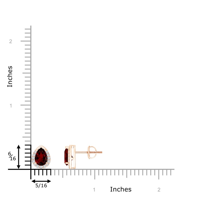 6x4mm AA Pear-Shaped Garnet Stud Earrings with Diamond Halo in Rose Gold product image