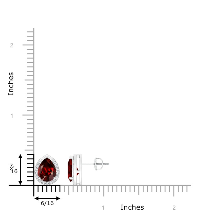 8x6mm AAAA Pear-Shaped Garnet Stud Earrings with Diamond Halo in P950 Platinum product image