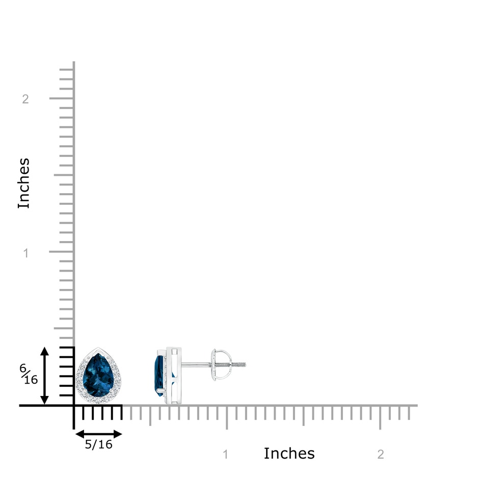 6x4mm AAAA Pear-Shaped London Blue Topaz Stud Earrings with Diamonds in P950 Platinum product image