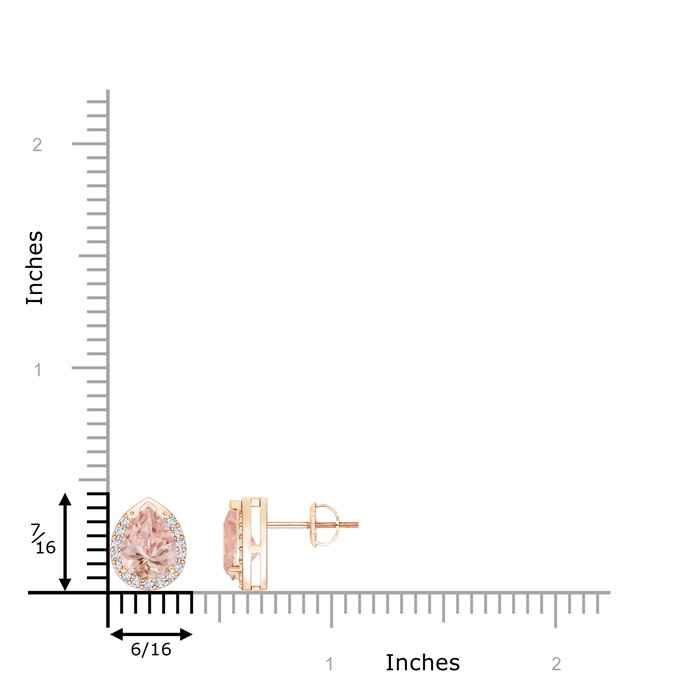 7x5mm AAAA Pear-Shaped Morganite Stud Earrings with Diamond Halo in 9K Rose Gold Product Image